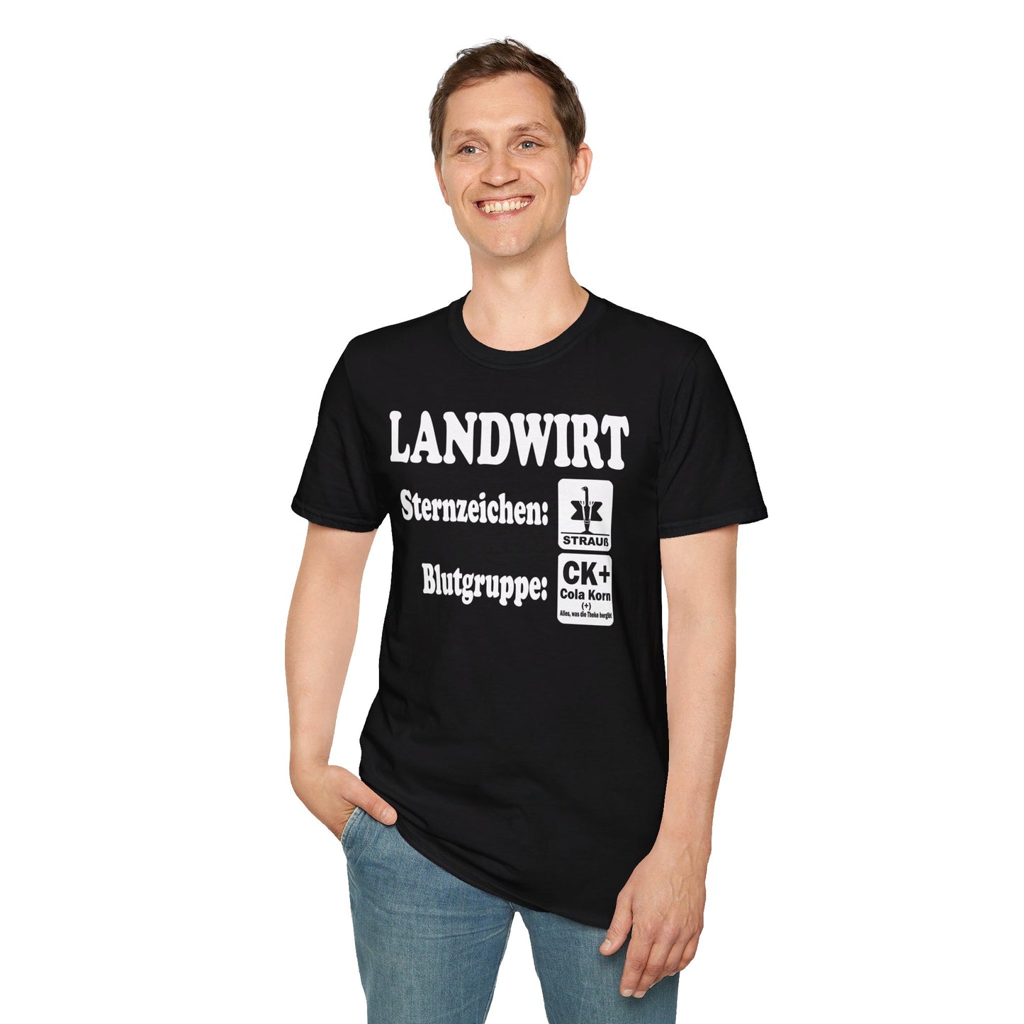 Landwirt, Sternzeichen Strauß, Blutgruppe Cola Korn T-shirt