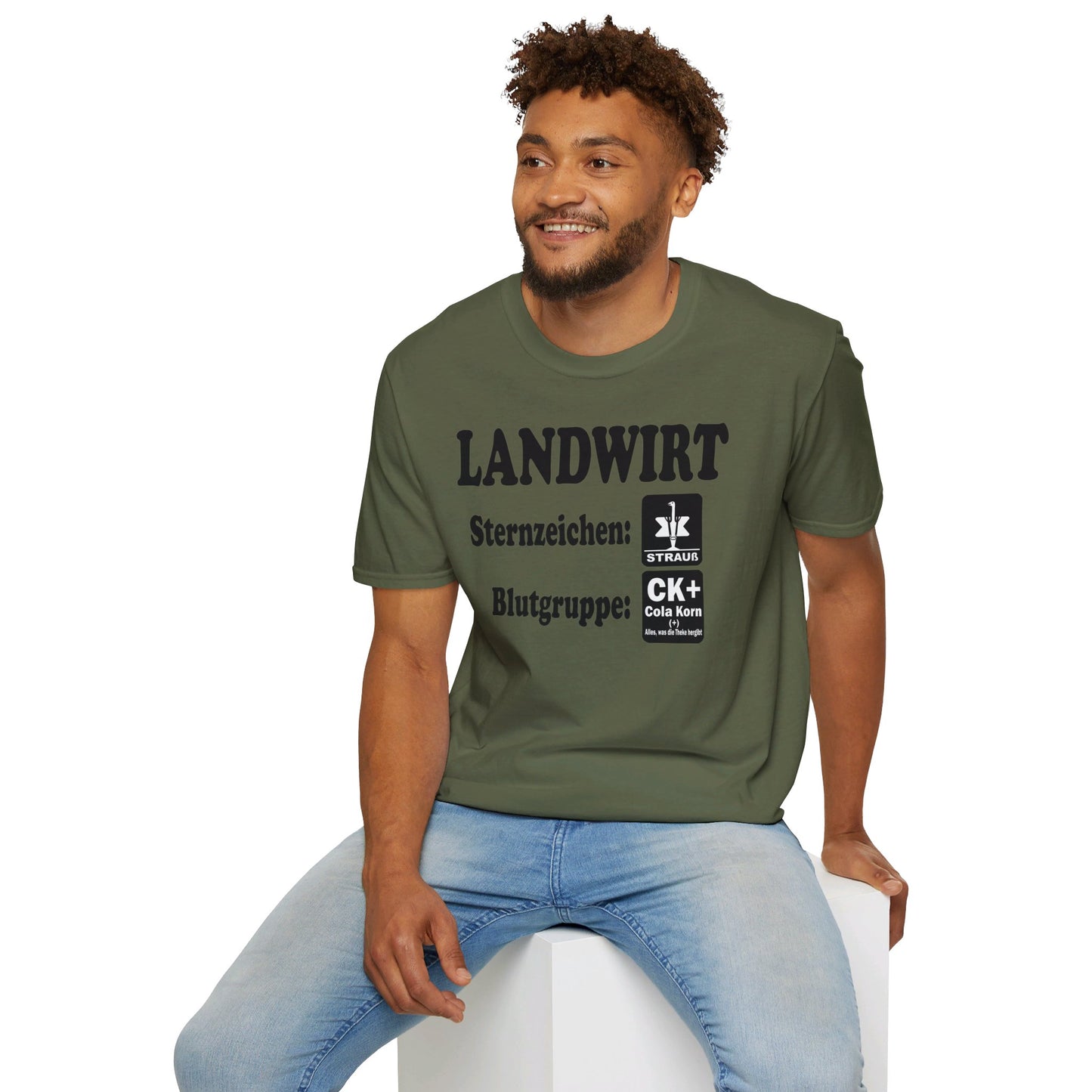 Landwirt, Sternzeichen Strauß, Blutgruppe Cola Korn T-shirt