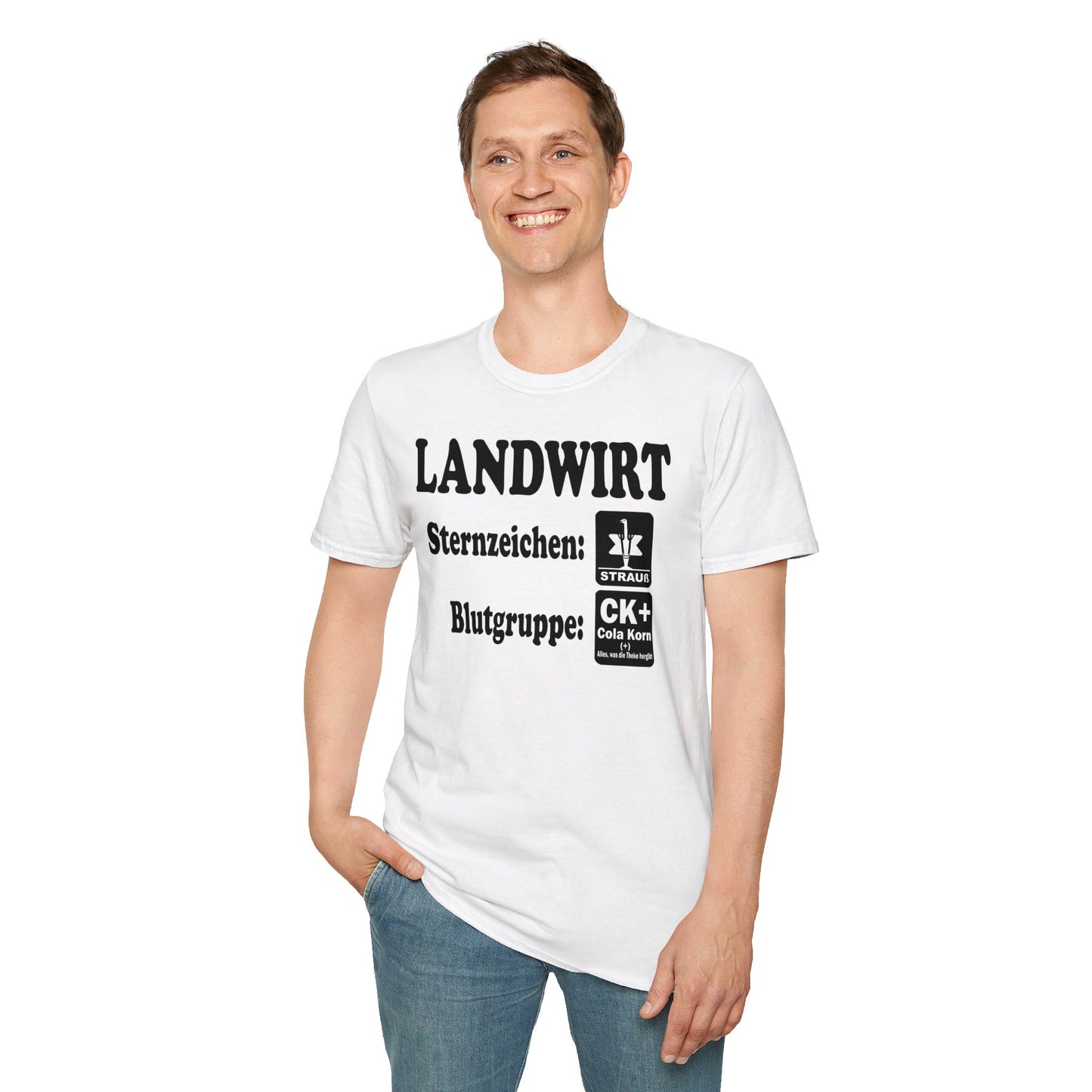 Landwirt, Sternzeichen Strauß, Blutgruppe Cola Korn T-shirt