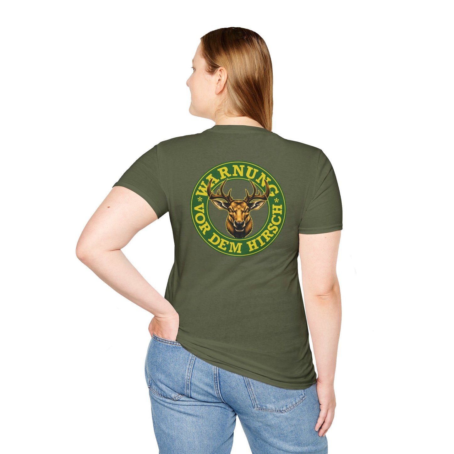 Warnung vor dem Hirsch - Backprint T-Shirt