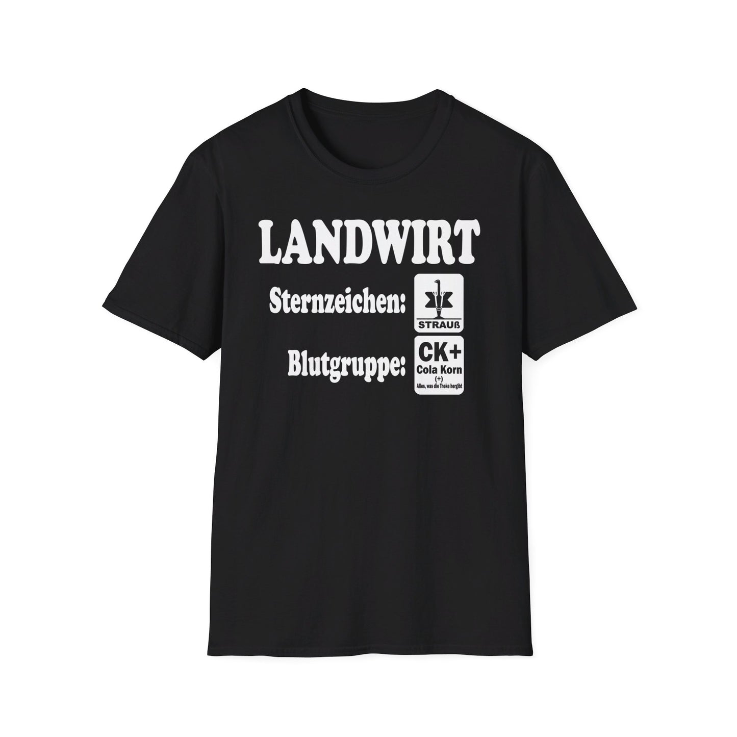 Landwirt, Sternzeichen Strauß, Blutgruppe Cola Korn T-shirt