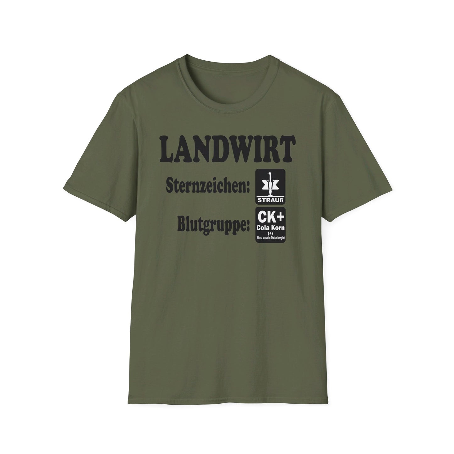 Landwirt, Sternzeichen Strauß, Blutgruppe Cola Korn T-shirt