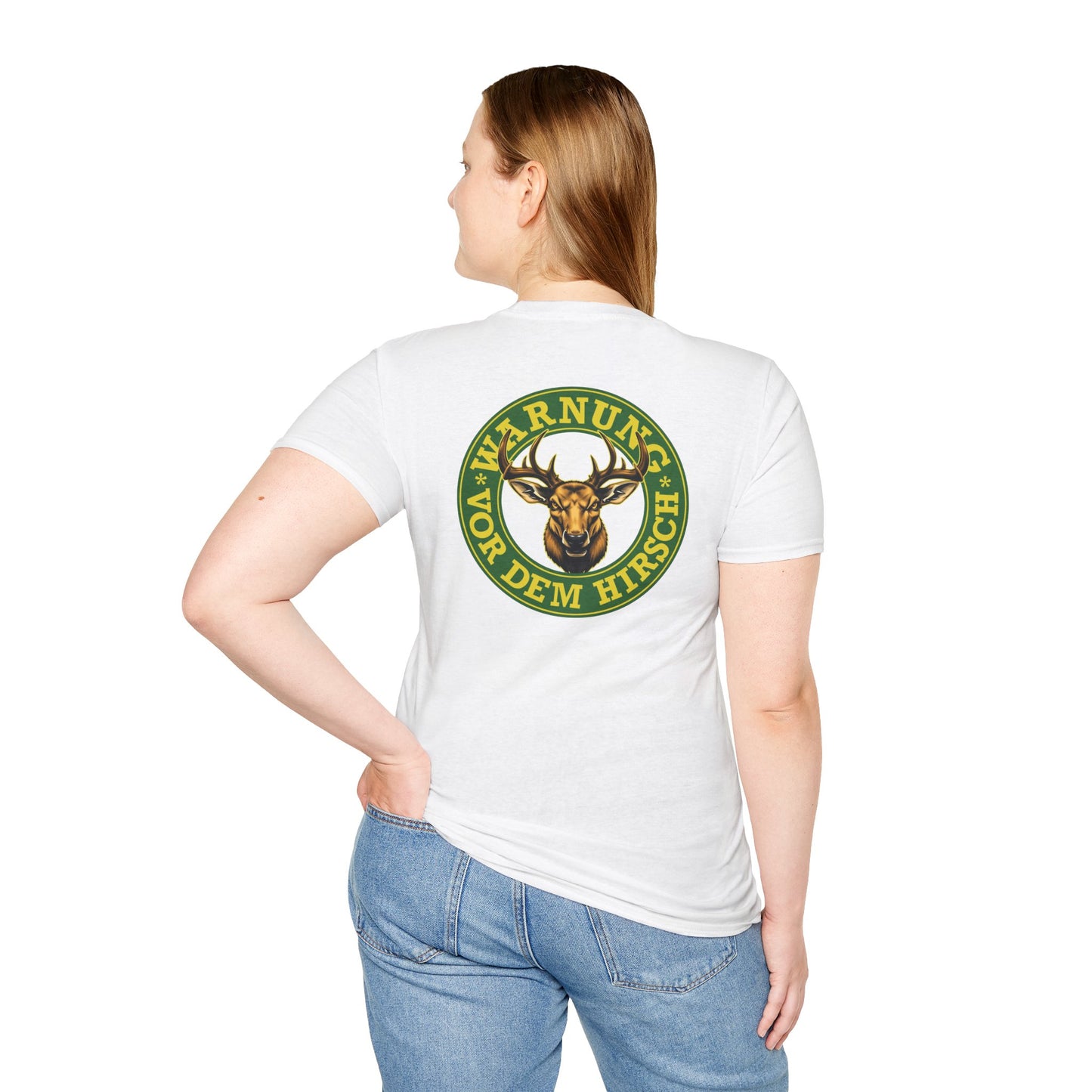 Warnung vor dem Hirsch - Backprint T-Shirt