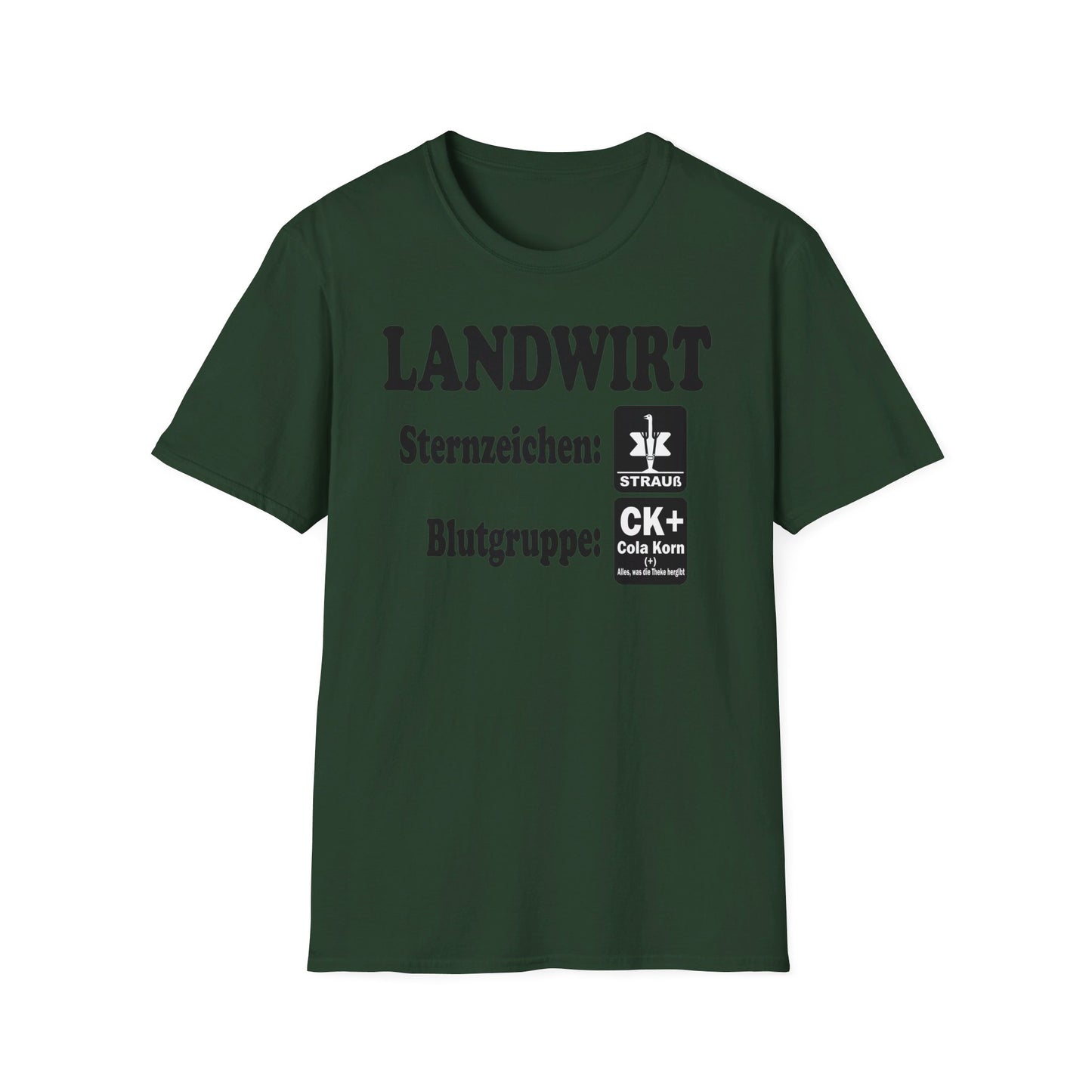 Landwirt, Sternzeichen Strauß, Blutgruppe Cola Korn T-shirt
