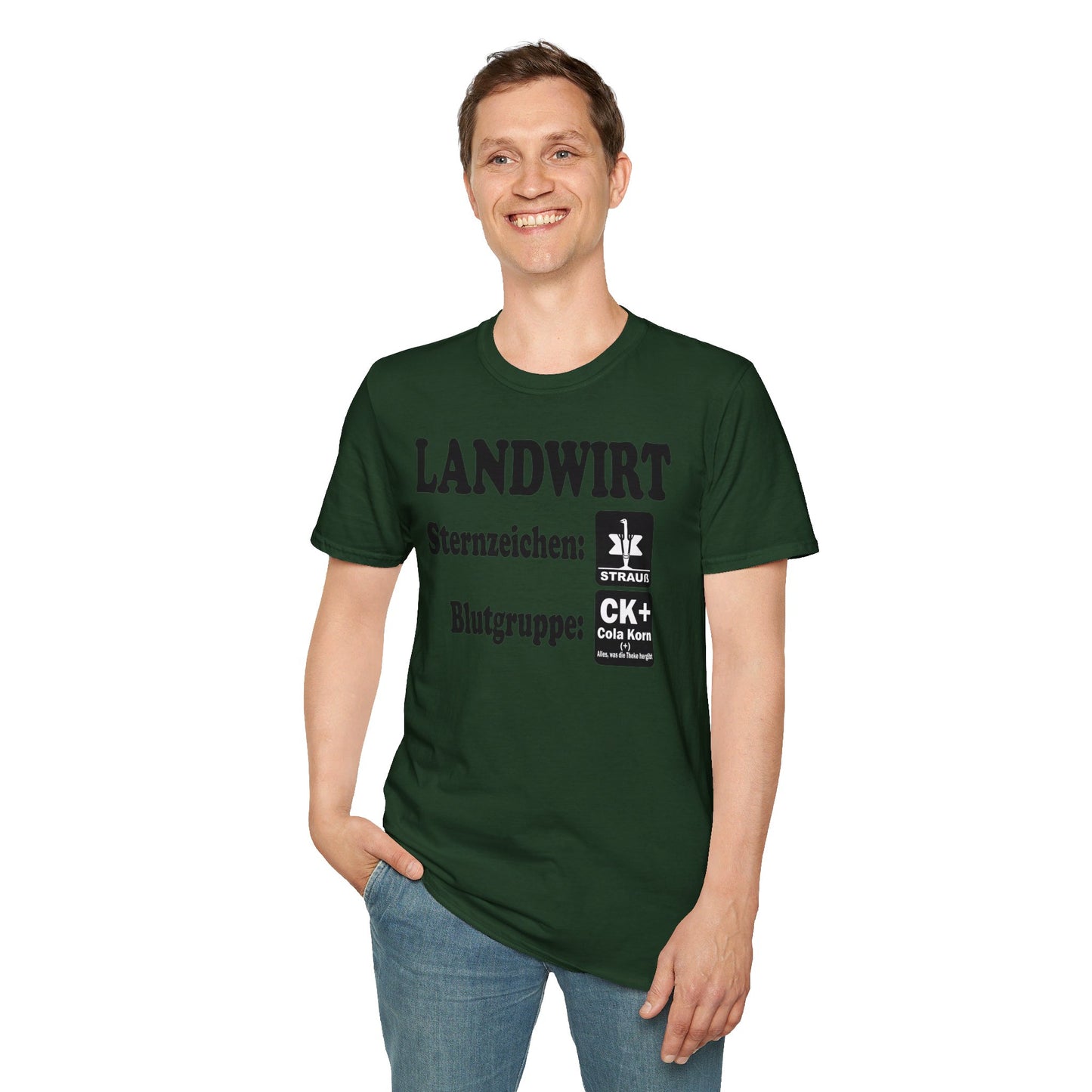 Landwirt, Sternzeichen Strauß, Blutgruppe Cola Korn T-shirt