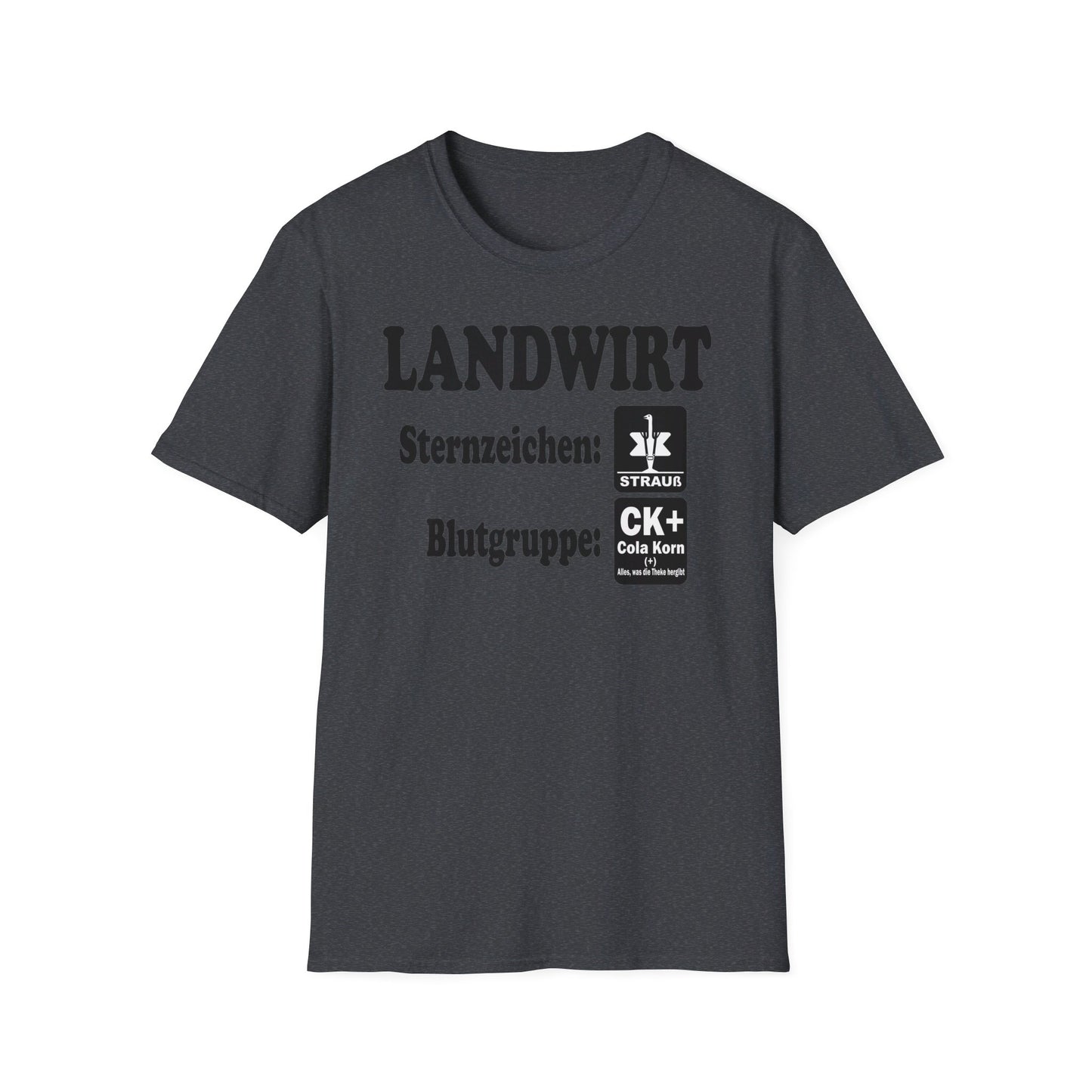 Landwirt, Sternzeichen Strauß, Blutgruppe Cola Korn T-shirt