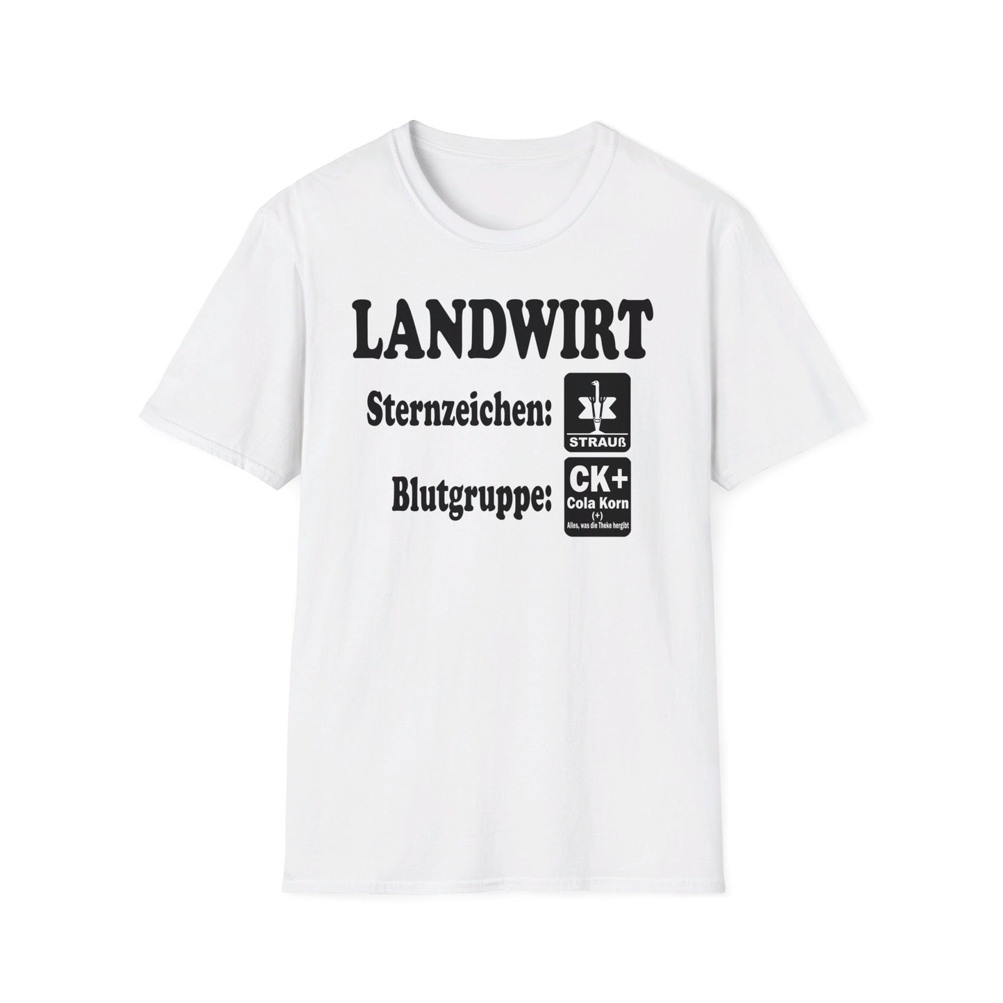Landwirt, Sternzeichen Strauß, Blutgruppe Cola Korn T-shirt