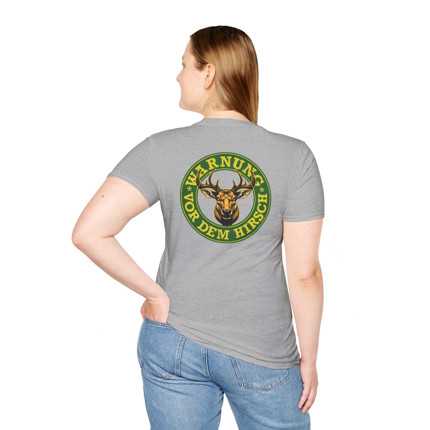 Warnung vor dem Hirsch - Backprint T-Shirt