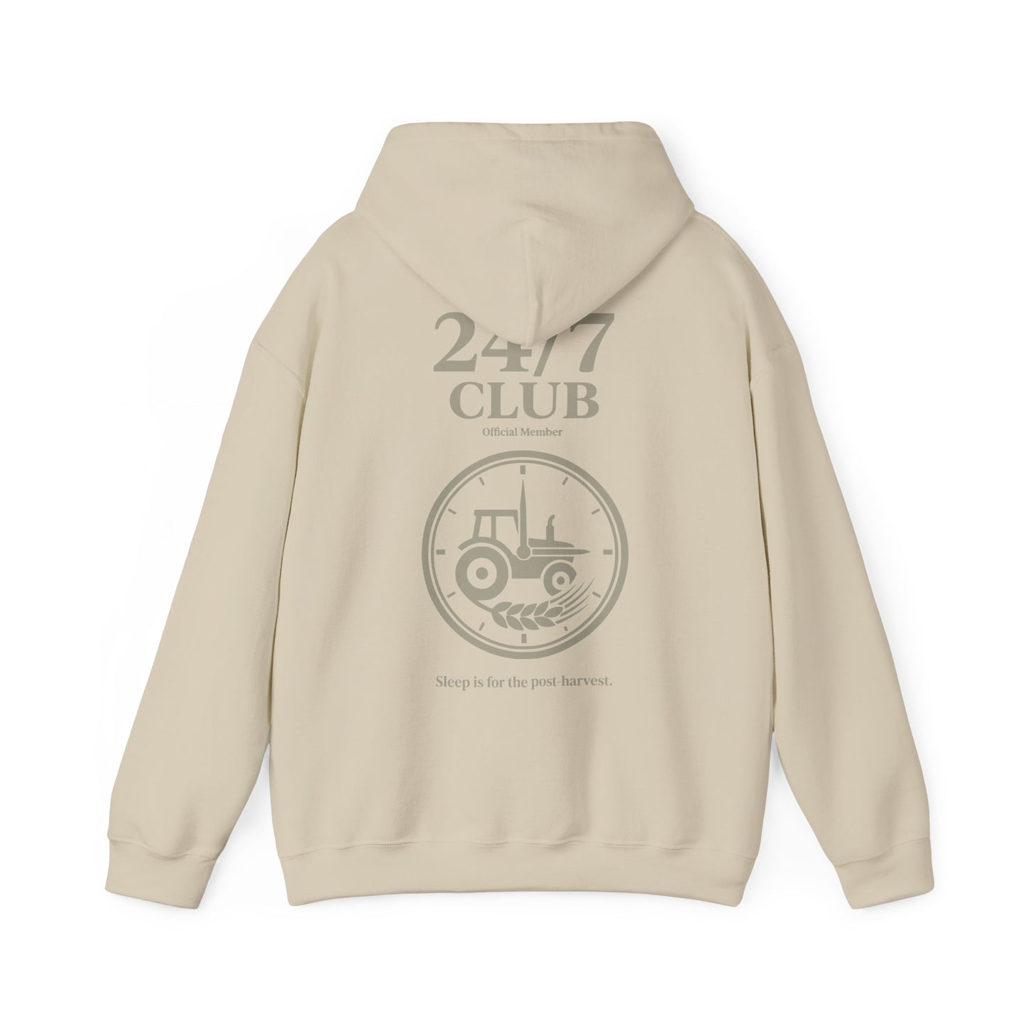 Beigefarbener Landwirt Hoodie Sand Ernte Outfit Streetwear Design.