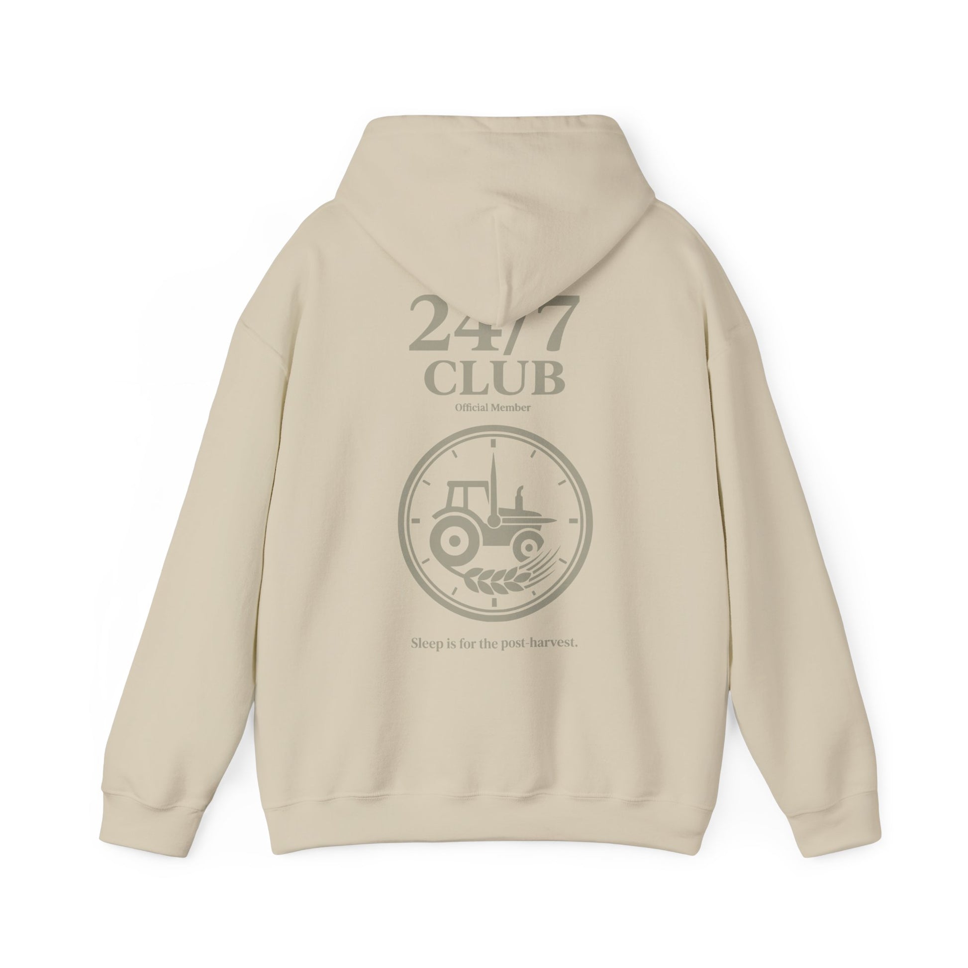 Beigefarbener Landwirt Hoodie Sand Ernte Outfit Streetwear Design.