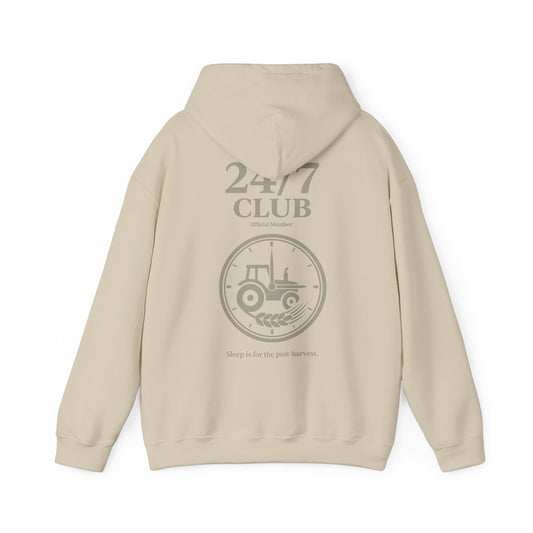Beigefarbener Landwirt Hoodie Sand Ernte Outfit Streetwear Design.