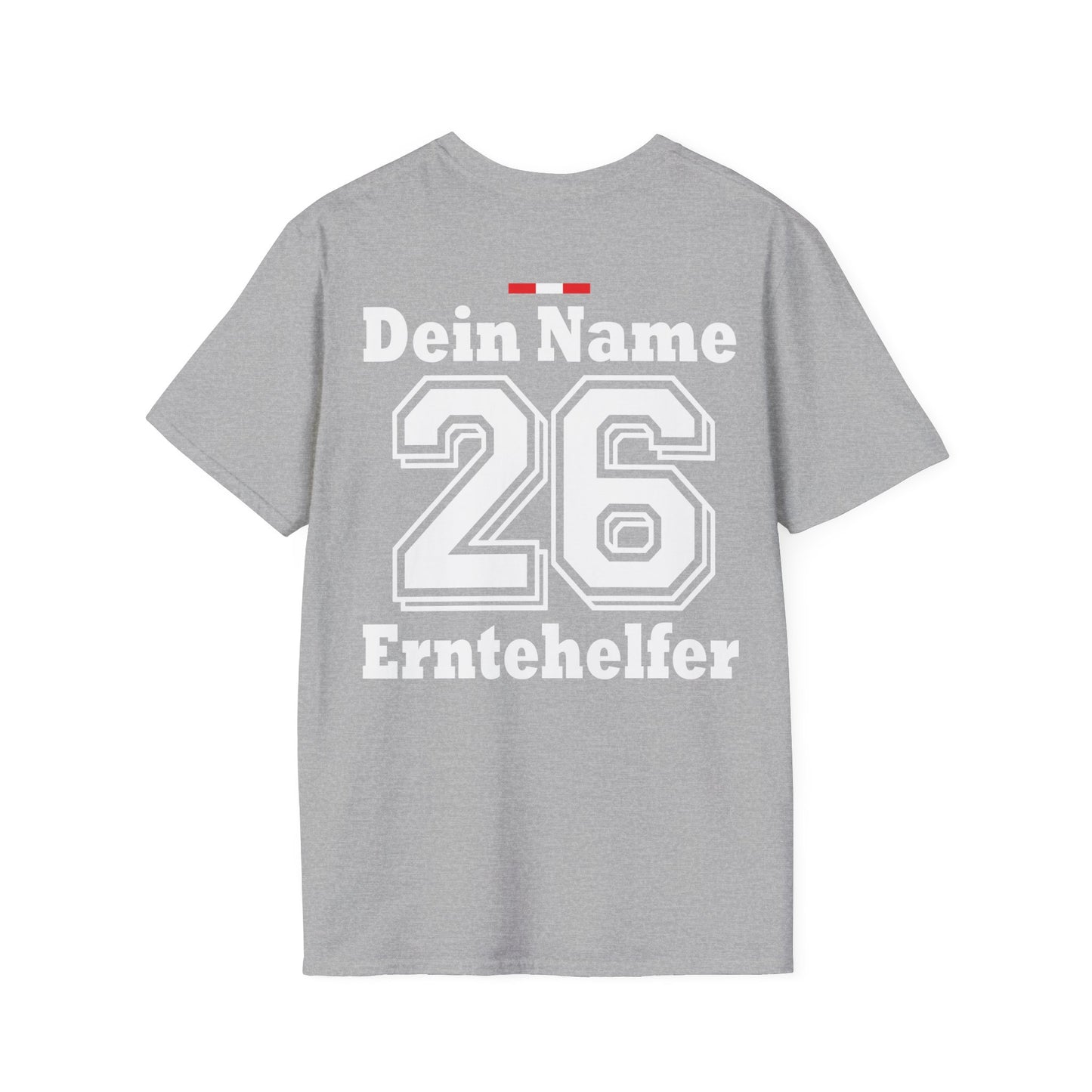 Detail der Personalisierung mit Wunschname und Funktion auf dem Österreich Agrar-Trikot.