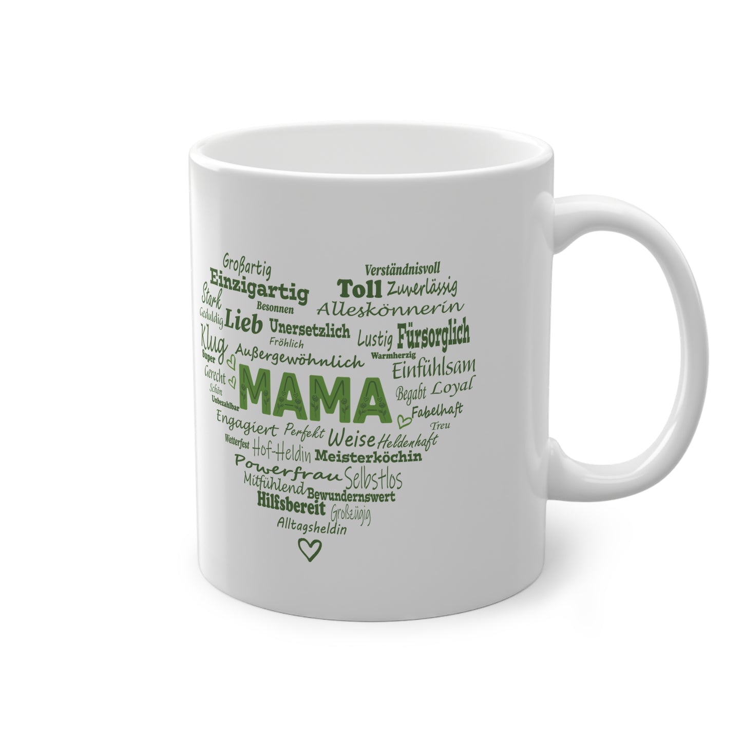 Danke Mama Tasse mit Wortwolke Herz Design fuer Landwirtinnen.