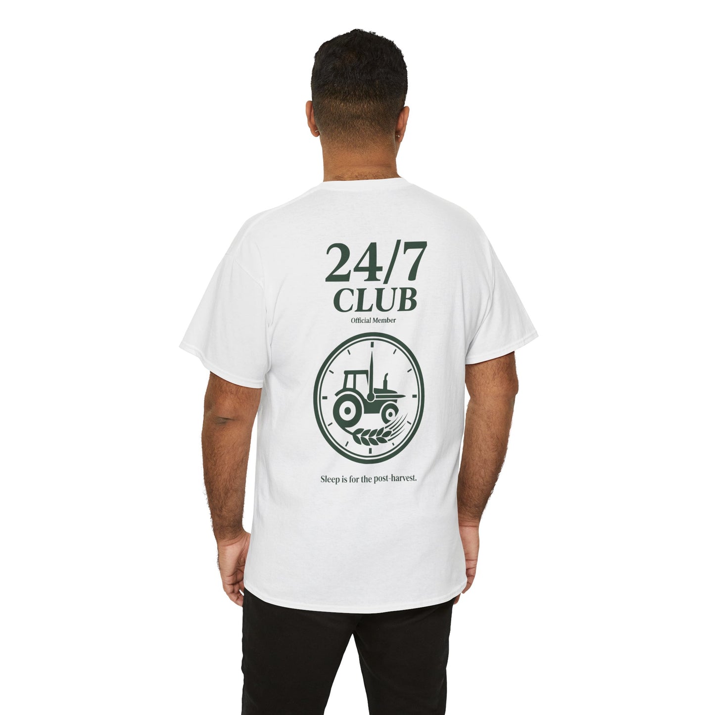 Dorfkind Lifestyle T-Shirt für den Sommer Traktor Uhr Print auf dem Rücken.