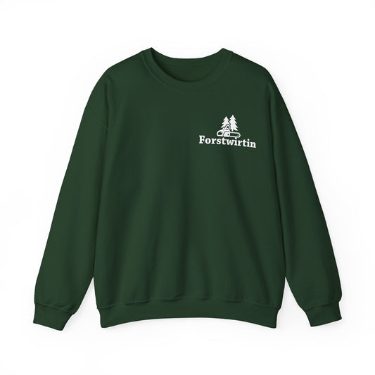 Schlichter Forstwirtin Basic Pulli für Damen mit dezentem Brustdruck