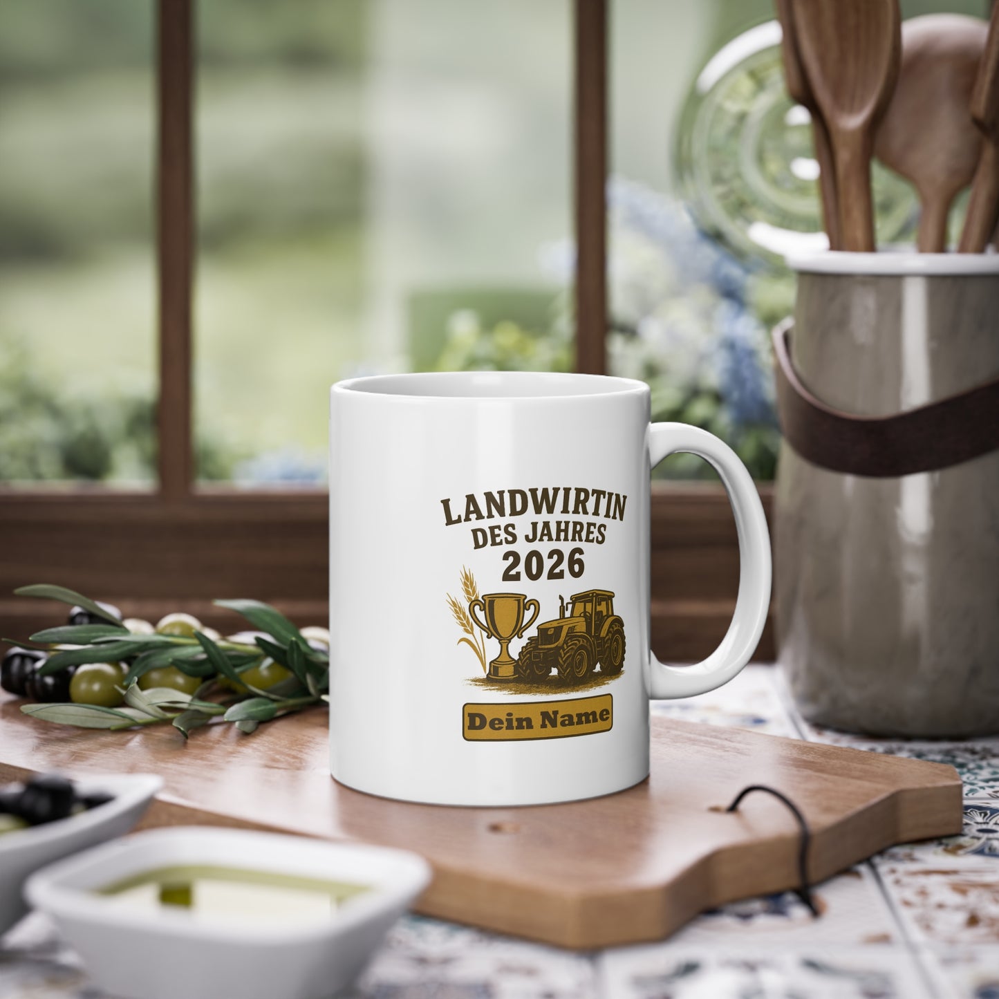 Personalisierte Keramiktasse für Frauen in der Landwirtschaft als Weihnachtsgeschenk.