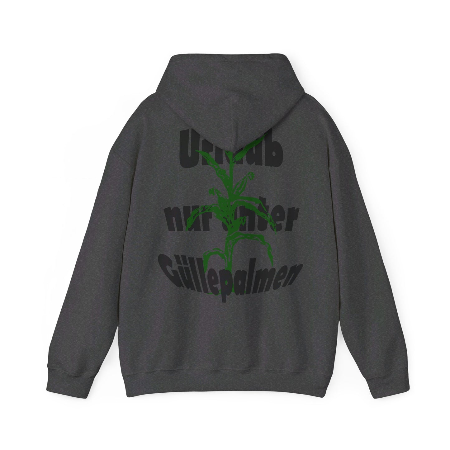armer Kapuzenpulli zum Maishaeckseln Motiv Urlaub unter Guellepalmen.