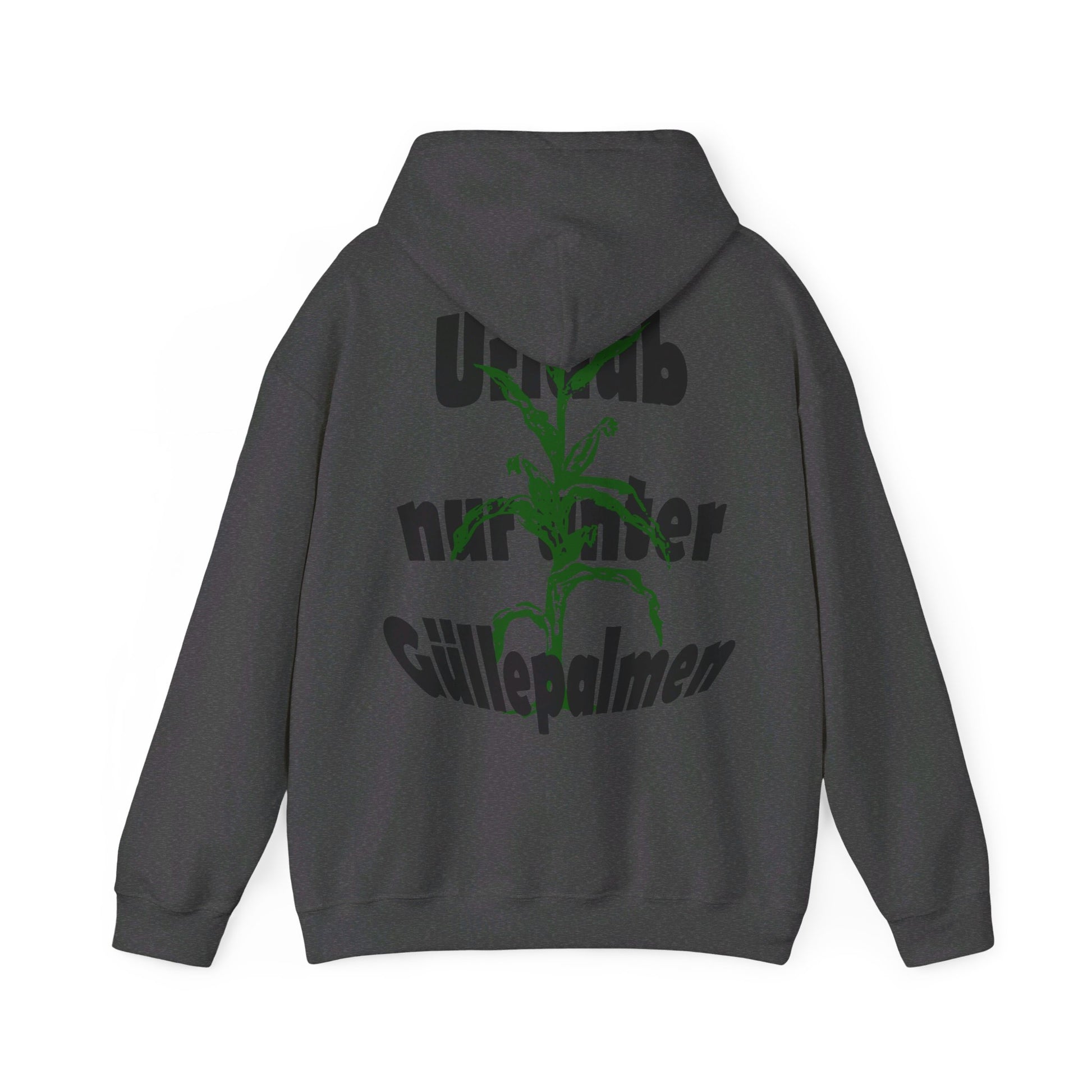 armer Kapuzenpulli zum Maishaeckseln Motiv Urlaub unter Guellepalmen.