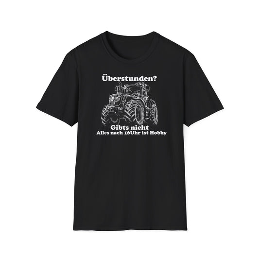 Lustiges T-Shirt Überstunden gibt's nicht mit Traktor Motiv in Schwarz