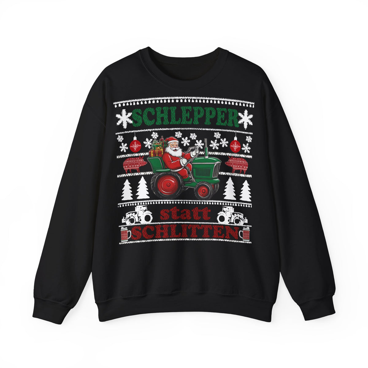 Traktor Weihnachtspullover Schlepper statt Schlitten – Ugly Christmas Sweater für Landwirte Frontansicht