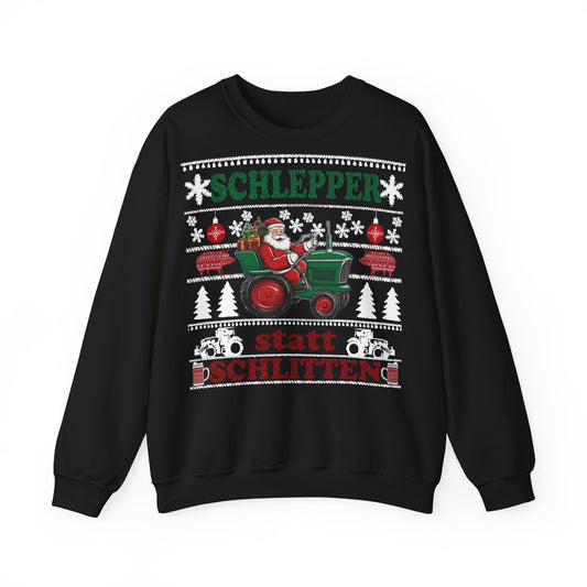 Traktor Weihnachtspullover Schlepper statt Schlitten – Ugly Christmas Sweater für Landwirte Frontansicht