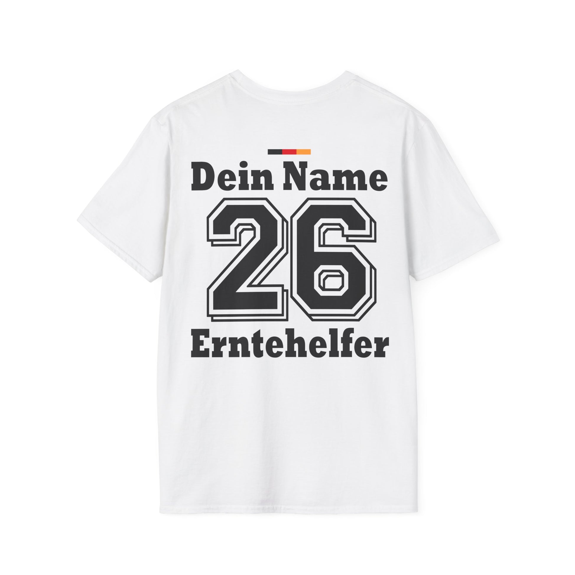 Detailansicht der Personalisierung auf dem 100% Baumwoll-Trikot für die deutsche Landwirtschaft.