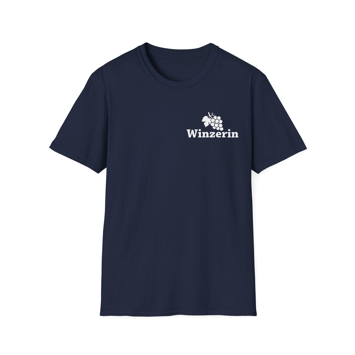 Schlichtes Winzerin Basic T-Shirt für Damen mit dezentem Trauben-Symbol